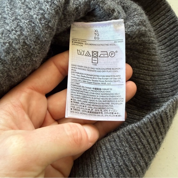 Banana Republic Filpucci Italian Yarn Gray Knit Grid Sweater, Size XL - Picture 7 of 10